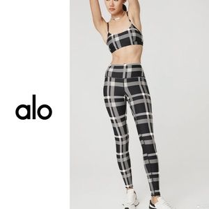 ALO Yoga Black and White Plaid Leggings